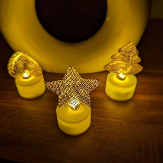 Golden Net LED Tealight Candle Lanterns Star (6 pcs set)