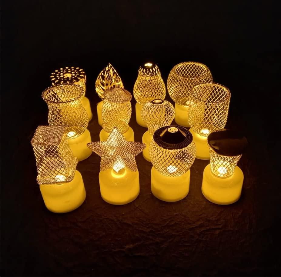 Golden Net LED Tealight Candle Lanterns Star (6 pcs set)
